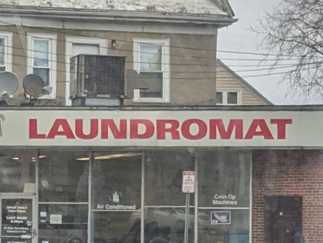 A laundromat sign.